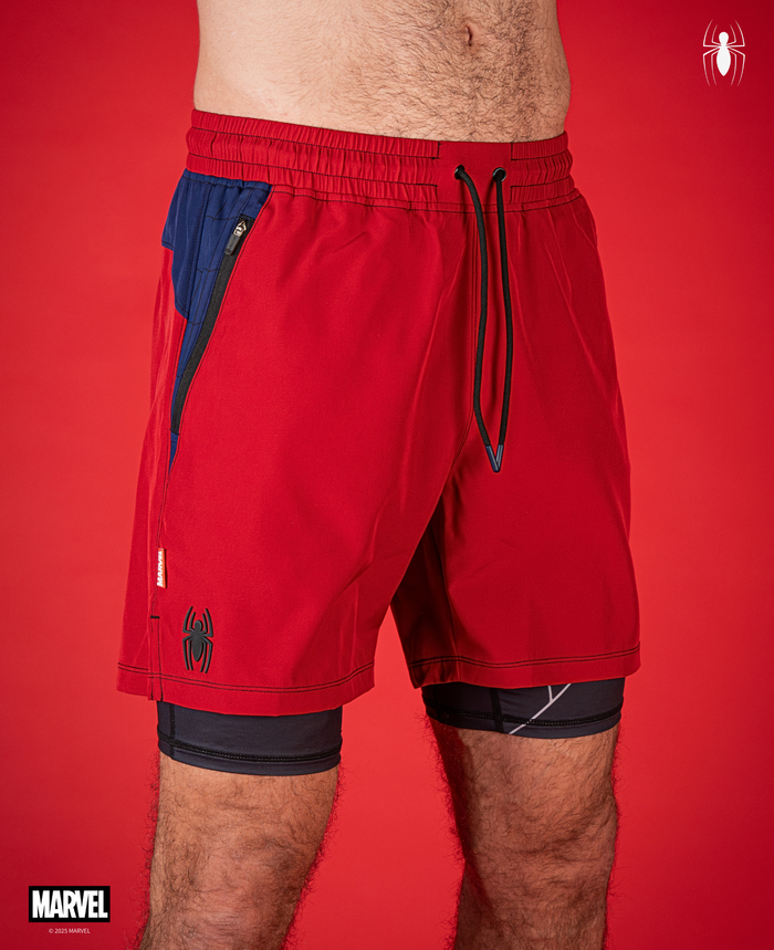 SPIDER-MAN Performance Lined Shorts 7" - Spidey Red